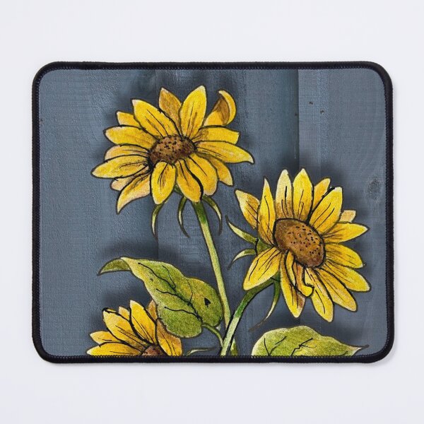 Item preview, Thinking of You with Sunflowers Against Blue Wood designed and sold by JoyfulWhimsy.