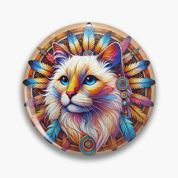 Item preview, Flame Point Siamese Cat Portrait with Native American Style designed and sold by CattyCornerPOD.