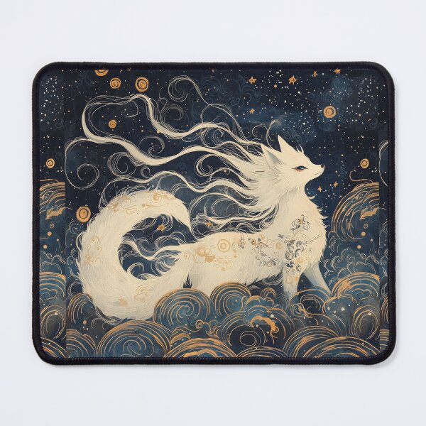Item preview, Celestial Kitsune with nine flowing tails in a starry night designed and sold by SetMyHeart.