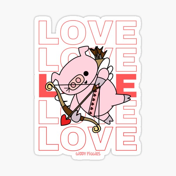Giddy Piggies Valentines Day Cupig Sticker
