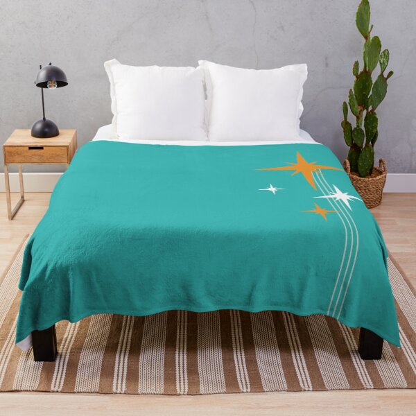Item preview, 1950s Atomic Age Retro Starbursts in Turquoise Teal Orange Aqua White designed and sold by kierkegaard.