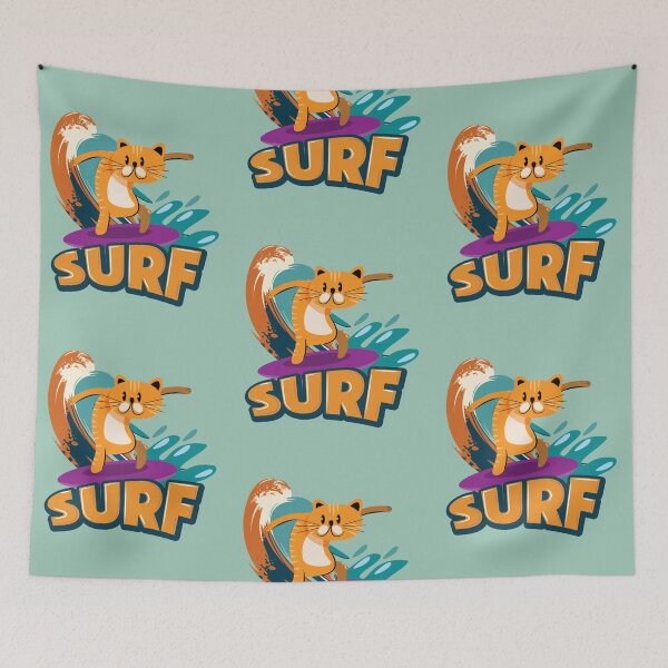 Item preview, Funny Surfing Cat  Aloha Surfer designed and sold by ToxiCool.