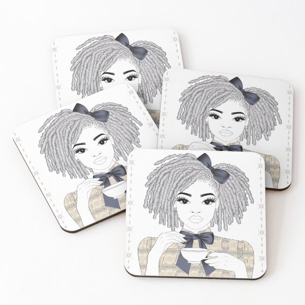 Item preview, Elegant Afrocentric Art Print - Monochrome Woman with Tea - Stylish Wall Art designed and sold by Design Den.