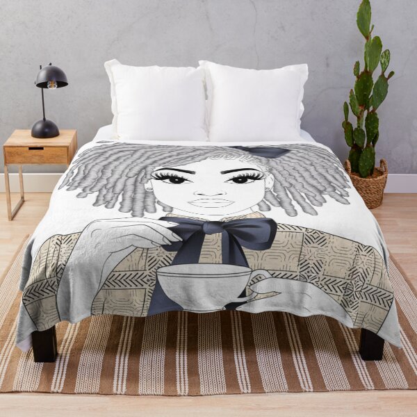 Item preview, Elegant Afrocentric Art Print - Monochrome Woman with Tea - Stylish Wall Art designed and sold by Design Den.