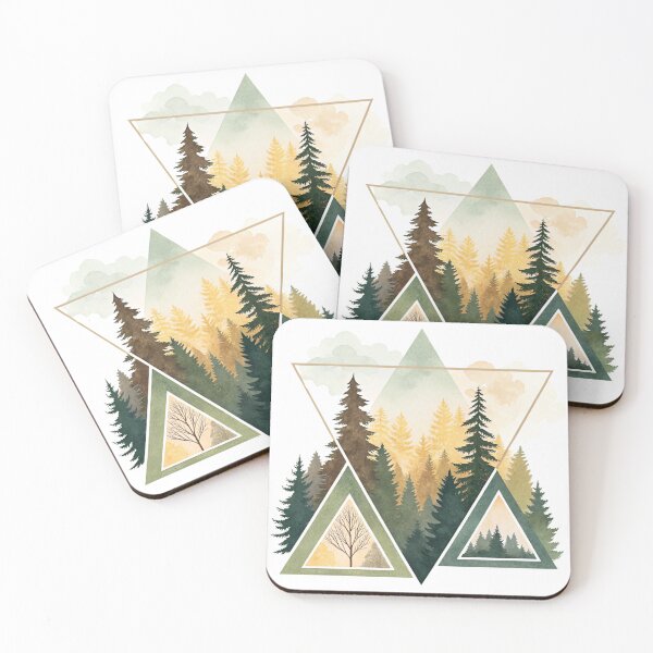 Item preview, Abstract Geometric Forest Art | Modern Nature Design designed and sold by digitalscrabble.