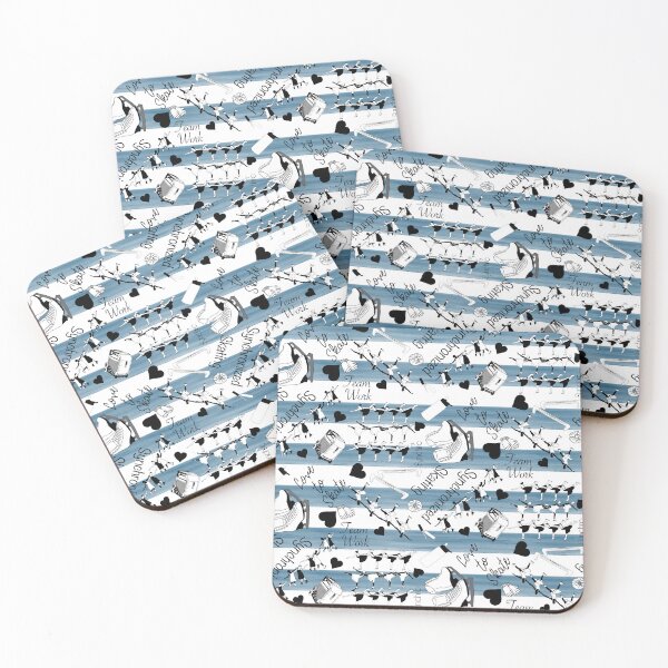 Item preview, Synchronized Skating Black and White, Striped Design on Blue designed and sold by PD-Skating.