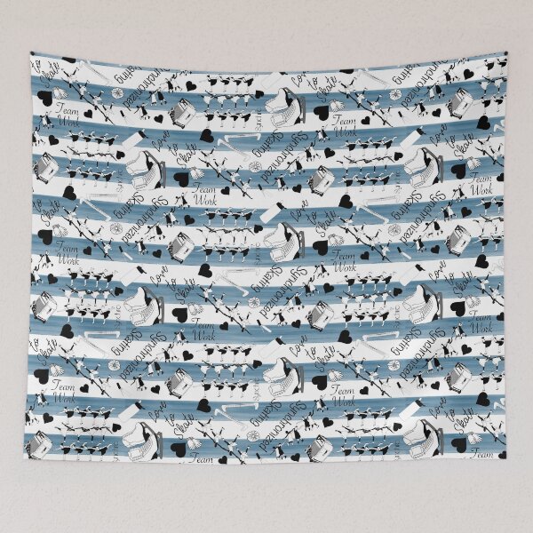 Item preview, Synchronized Skating Black and White, Striped Design on Blue designed and sold by PD-Skating.
