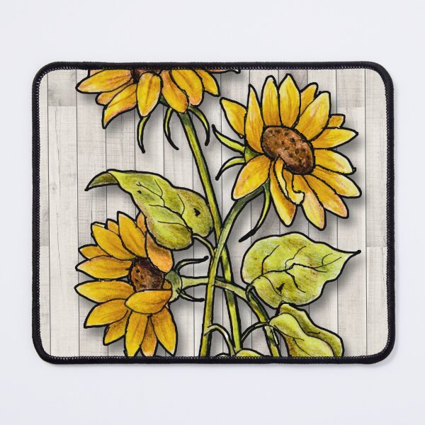 Item preview, Sunflowers Against the Barn Wall, Botanical llustration designed and sold by JoyfulWhimsy.