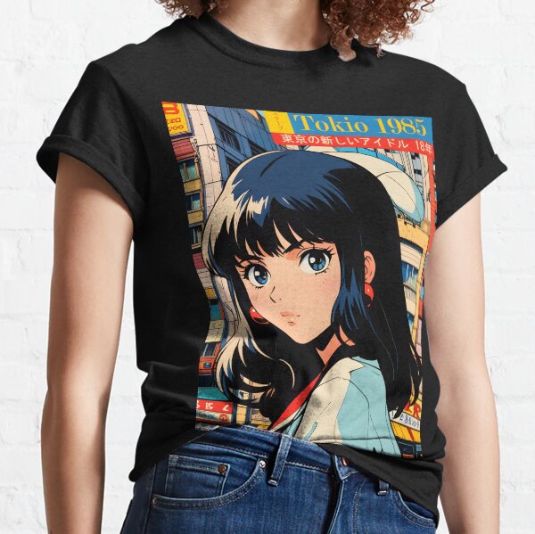 Vista previa del artículo con la obra «Chica retro linda anime tokio años 80», diseñado y vendido por Anime-rewind.