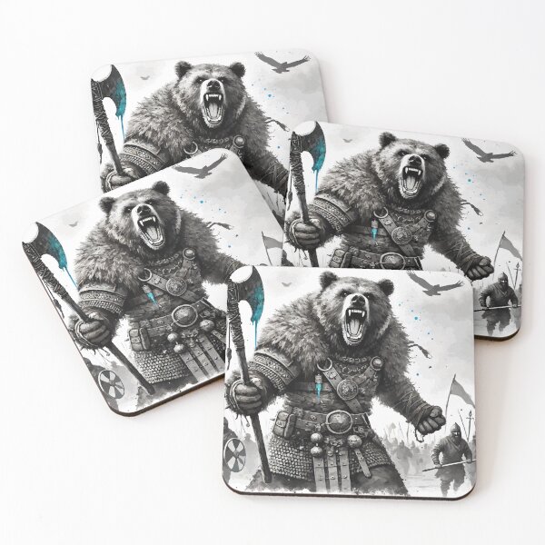 Item preview, Bear Viking Warrior Berserker Monochromatic designed and sold by TomFrontierArt.