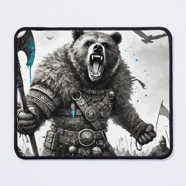 Item preview, Bear Viking Warrior Berserker Monochromatic designed and sold by TomFrontierArt.