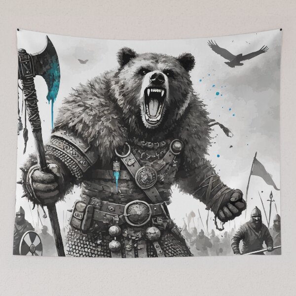 Item preview, Bear Viking Warrior Berserker Monochromatic designed and sold by TomFrontierArt.