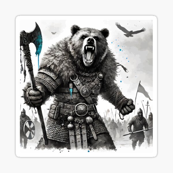 Item preview, Bear Viking Warrior Berserker Monochromatic designed and sold by TomFrontierArt.