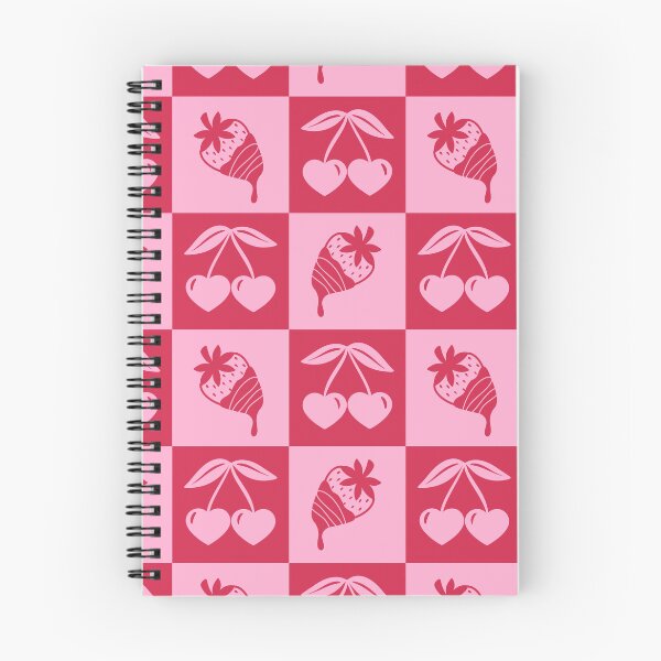 Item preview, Chocolate Strawberry And Heart shaped Cherries Pink and Red Checkered designed and sold by Guided by Light Art.