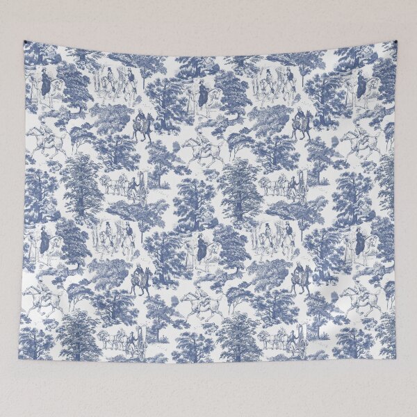 Item preview, Pride and Prejudice Horses Dusty Blue Toile Pattern designed and sold by tanjica.