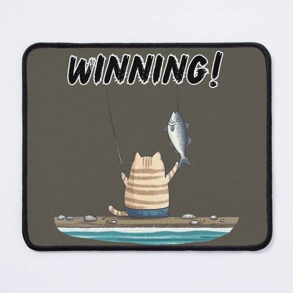 Item preview, WINNING FISHING CAT FISH SUCCESS WATERCOLOR designed and sold by NikoDeeko.