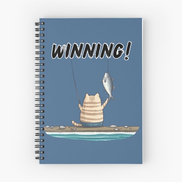 Item preview, WINNING FISHING CAT FISH SUCCESS WATERCOLOR designed and sold by NikoDeeko.