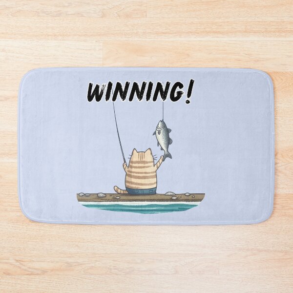 Item preview, WINNING FISHING CAT FISH SUCCESS WATERCOLOR designed and sold by NikoDeeko.