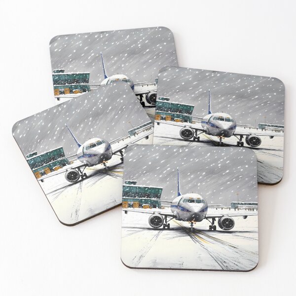 Item preview, Airplane at a Snowy Airport - Drawn Aviation Art designed and sold by EMairplanes.