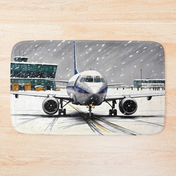 Item preview, Airplane at a Snowy Airport - Drawn Aviation Art designed and sold by EMairplanes.
