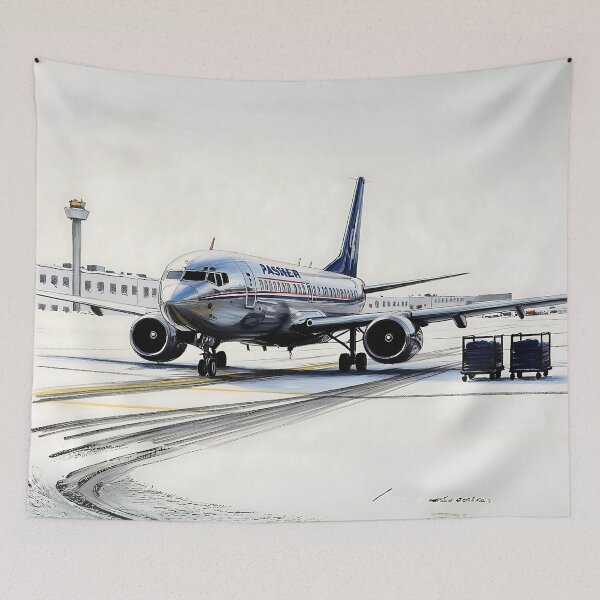 Item preview, Metallic Vintage Airplane Taxiing at Airport - Aviation Art designed and sold by EMaviation_.