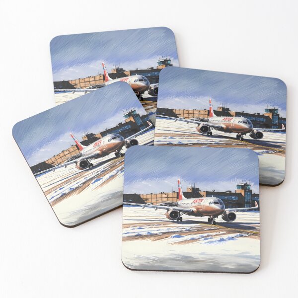 Item preview, Vintage Airline Livery at Snowy Airport - 90s inspired Aviation Art designed and sold by EMairplanes.