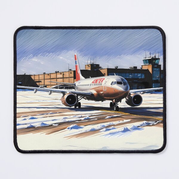 Item preview, Vintage Airline Livery at Snowy Airport - 90s inspired Aviation Art designed and sold by EMairplanes.