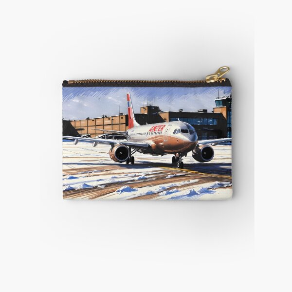 Item preview, Vintage Airline Livery at Snowy Airport - 90s inspired Aviation Art designed and sold by EMairplanes.