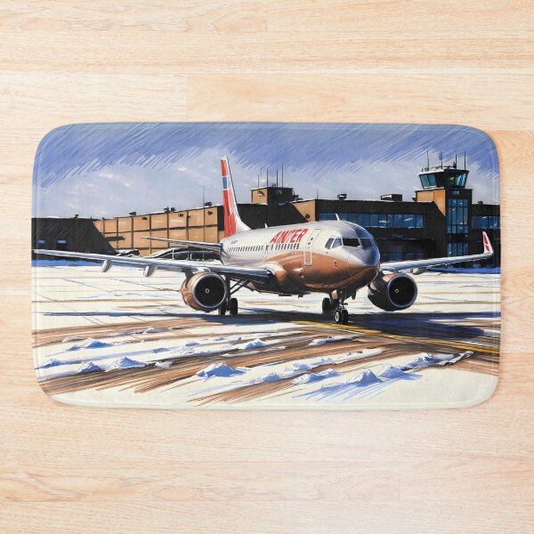 Item preview, Vintage Airline Livery at Snowy Airport - 90s inspired Aviation Art designed and sold by EMairplanes.