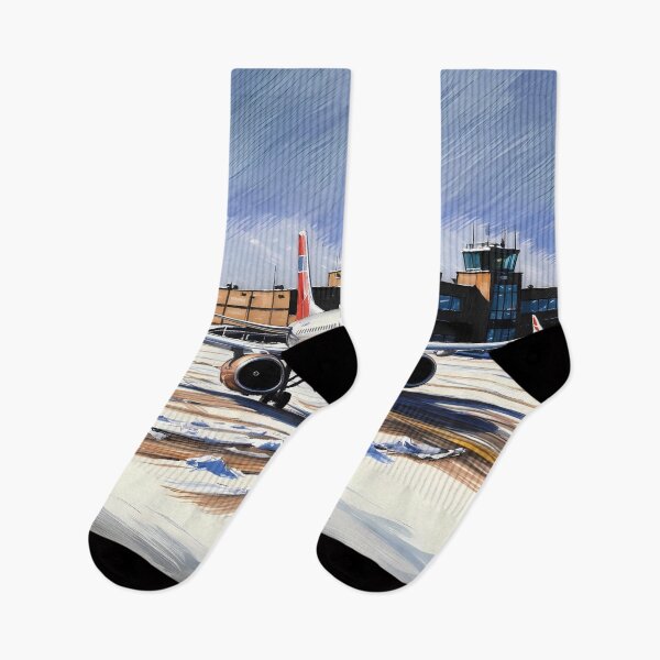 Item preview, Vintage Airline Livery at Snowy Airport - 90s inspired Aviation Art designed and sold by EMairplanes.