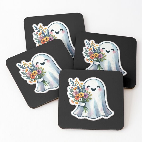 Item preview, Smiling Ghost With the Bouquet of Flowers Watercolor Style designed and sold by ToxiCool.