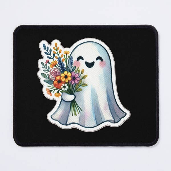 Item preview, Smiling Ghost With the Bouquet of Flowers Watercolor Style designed and sold by ToxiCool.