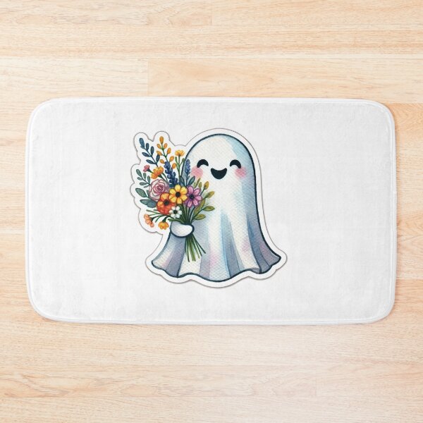 Item preview, Smiling Ghost With the Bouquet of Flowers Watercolor Style designed and sold by ToxiCool.