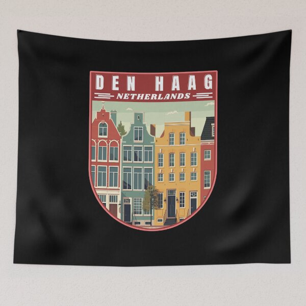 Item preview, Den Haag in Netherlands Retro Travel Art Landscape designed and sold by MaateoDesign.