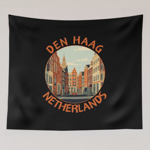 Item preview, Den Haag in Netherlands Retro Travel Art Emblem designed and sold by MaateoDesign.