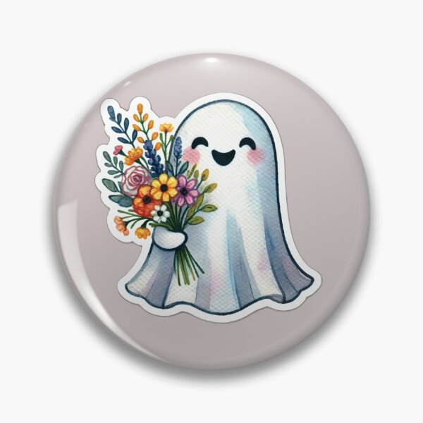 Item preview, Smiling Ghost With the Bouquet of Flowers Watercolor Style designed and sold by ToxiCool.