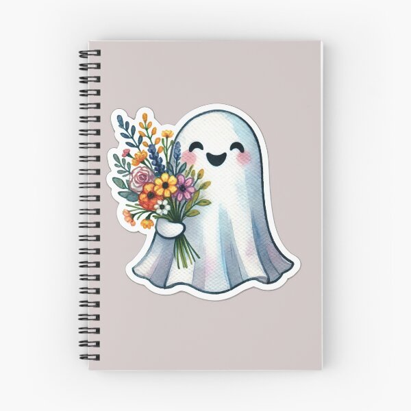 Item preview, Smiling Ghost With the Bouquet of Flowers Watercolor Style designed and sold by ToxiCool.