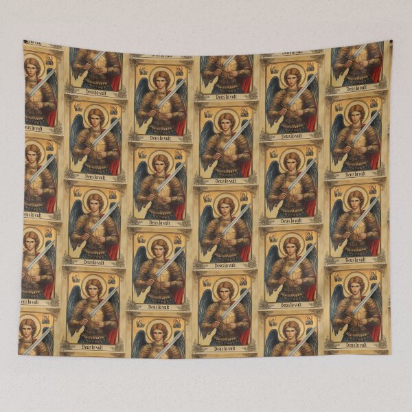 Item preview, Deus lo vult Christian Archangel Michael Byzantine icon designed and sold by Sacrora.