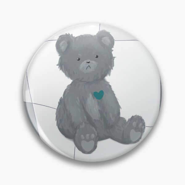 Item preview, Gray teddy bear pattern, colorful hearts, square background designed and sold by BellaRoxiell.