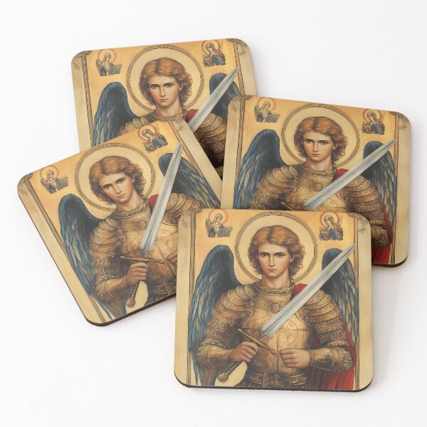 Item preview, Deus lo vult Christian Archangel Michael Byzantine icon designed and sold by Sacrora.