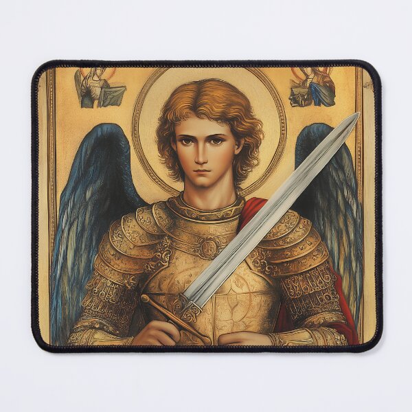 Item preview, Deus lo vult Christian Archangel Michael Byzantine icon designed and sold by Sacrora.