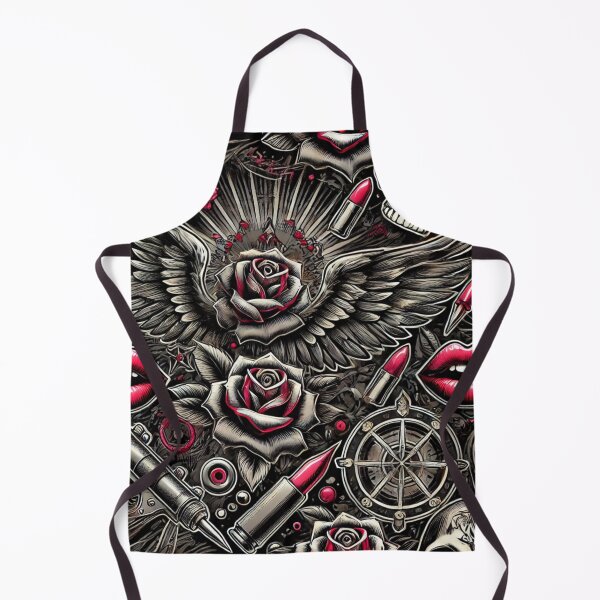 Item preview, Dark Tattoo Style Seamless Pattern with Red Accents designed and sold by Aredbox.