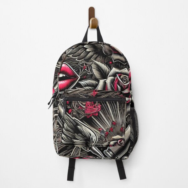 Item preview, Dark Tattoo Style Seamless Pattern with Red Accents designed and sold by Aredbox.