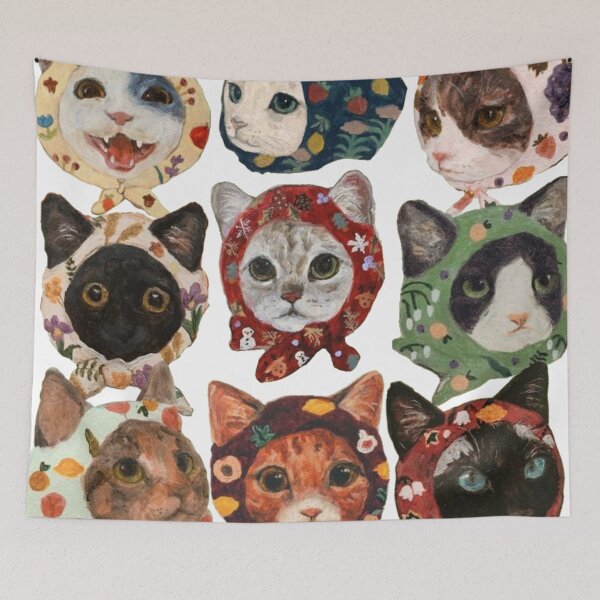 Item preview, Aesthetic Babushka Cat Tiled Pattern designed and sold by Mowgv.