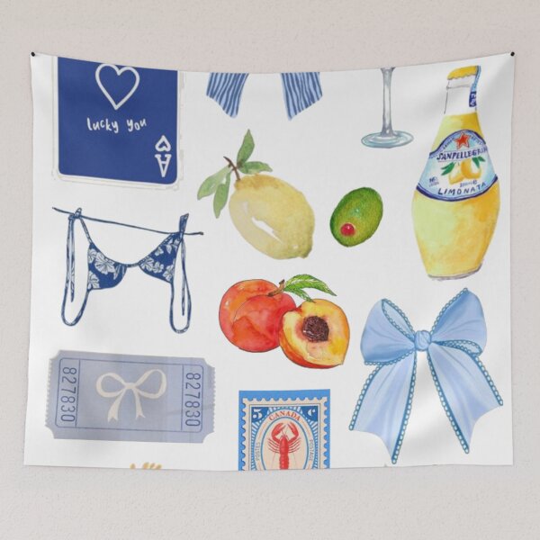 Item preview, Blue Aesthetic Summer Tiled Pattern designed and sold by Mowgv.
