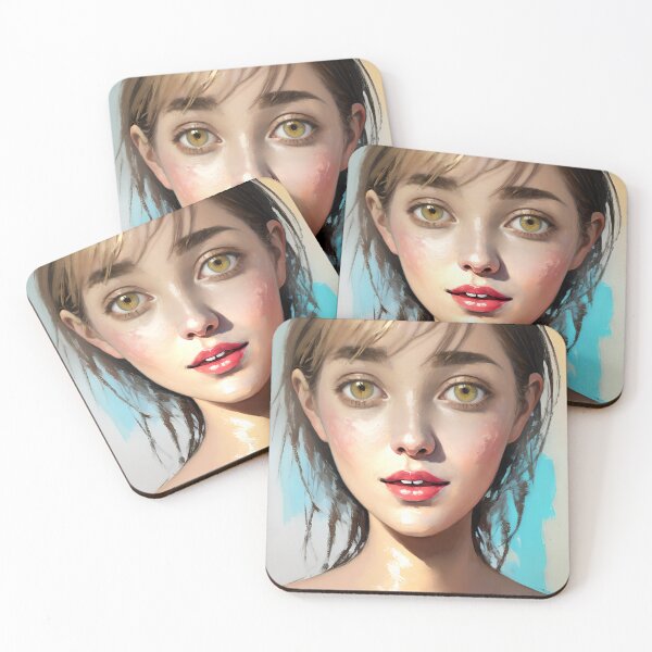 Item preview, Soulful Smile Acrylic Style Portrait Existential Art designed and sold by kakarikihill.