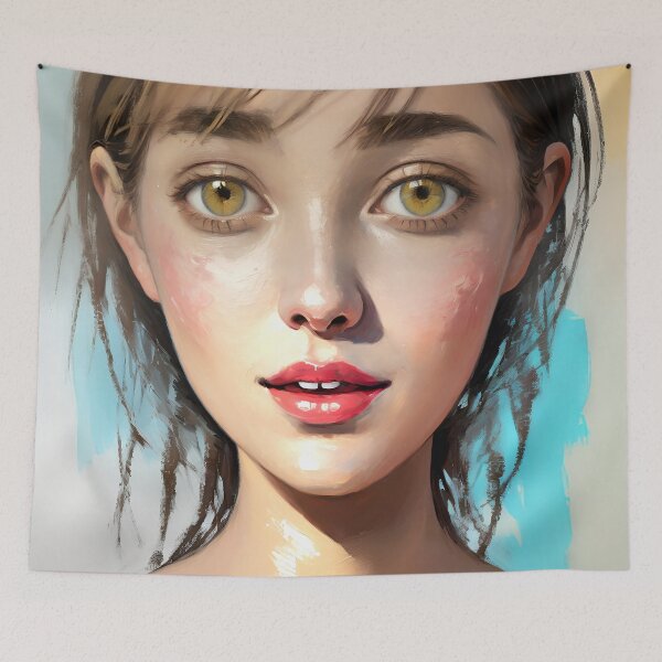 Item preview, Soulful Smile Acrylic Style Portrait Existential Art designed and sold by kakarikihill.