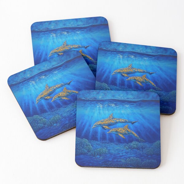 Item preview, Dolphins Underwater at Sunset designed and sold by MagicalOceanArt.
