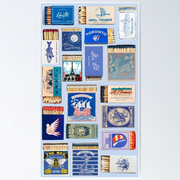 Item preview, Blue Match box Aesthetic Summer Tiled Pattern designed and sold by Mowgv.
