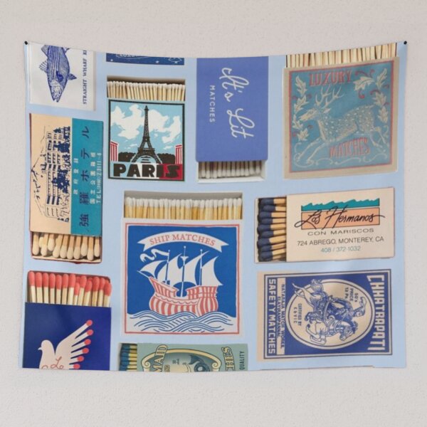 Item preview, Blue Match box Aesthetic Summer Tiled Pattern designed and sold by Mowgv.